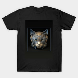 Blue and Gold Ivory Cat (Black) T-Shirt